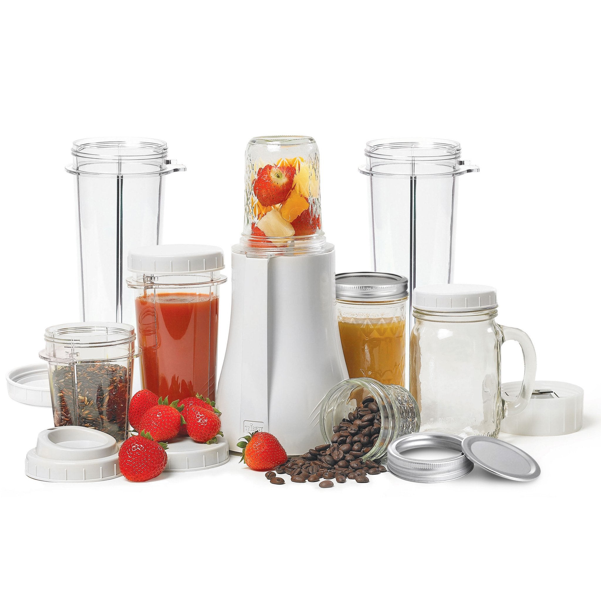 Tribest® Personal Blender® Original Single-Serving Blender (19-Piece Mason Jar Set with XL Cups) - Juice Guru